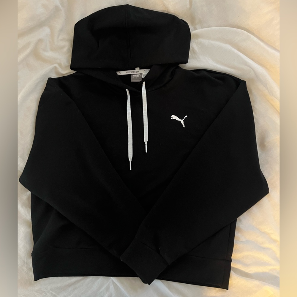 Black Puma Cropped Hoodie